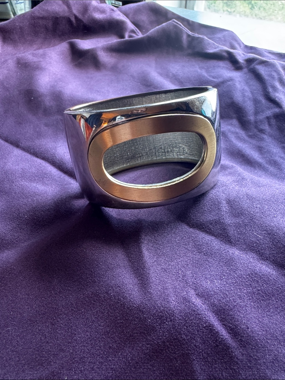 Two-Tone Silver and Gold Modern Cuff Bracelet